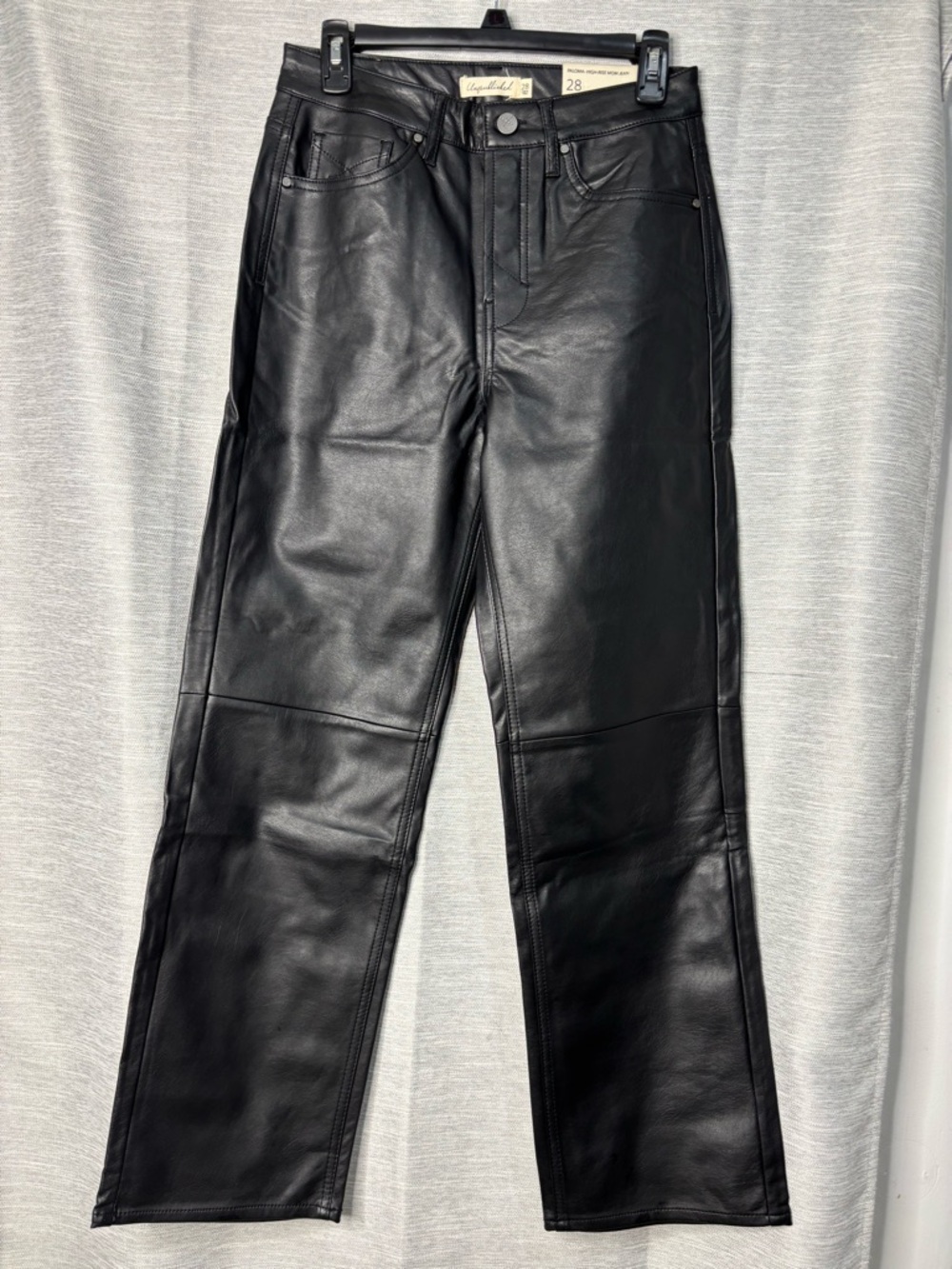 Publish Black Straight Leather Jeans